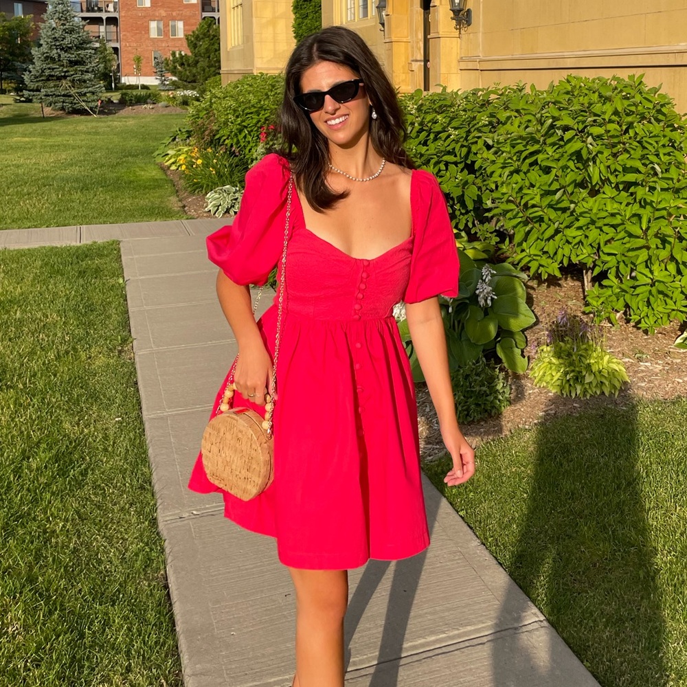 Red corset style dress